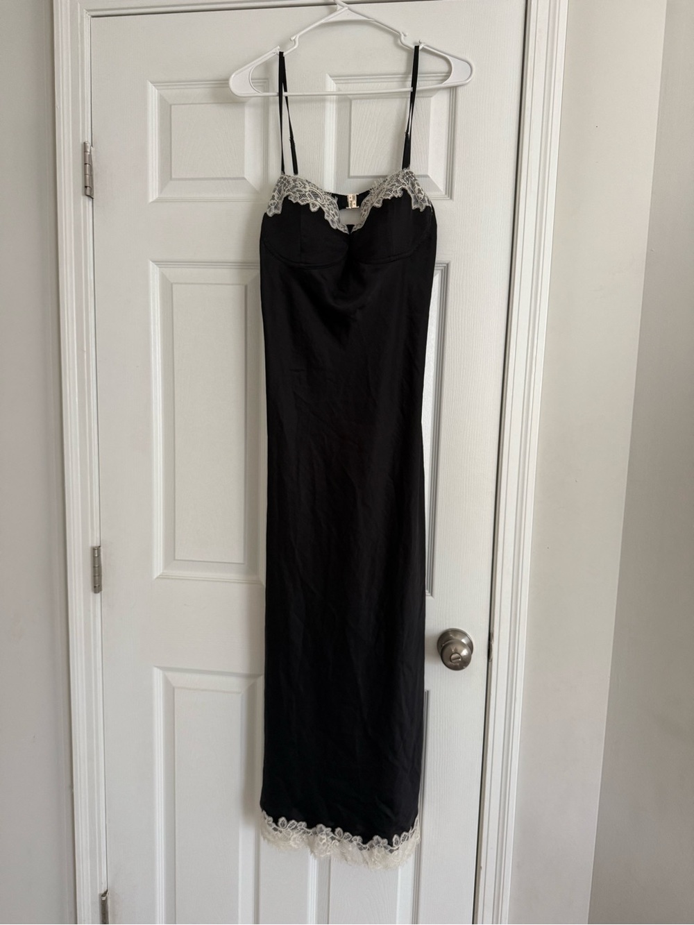 Abercrombie & Fitch Black Maxi Dress with Cream Lace Trim